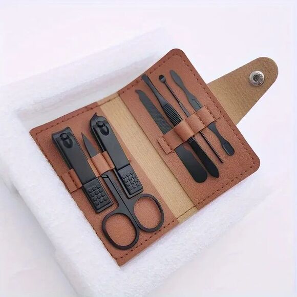New 7 Pc Pedicure Manicure Set Nail Clipper Cleaner Unisex Kit Case Tools Travel - Picture 2 of 7